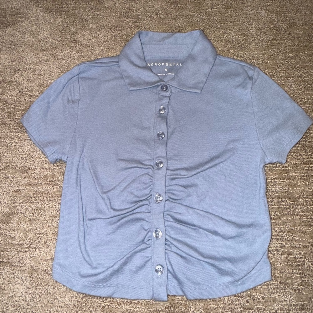 Aeropostale womans Light Blue Button-Down Shirt